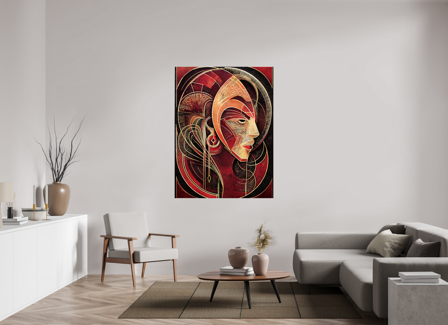 45 x 60″, Glossy Canvas Art Deco Face