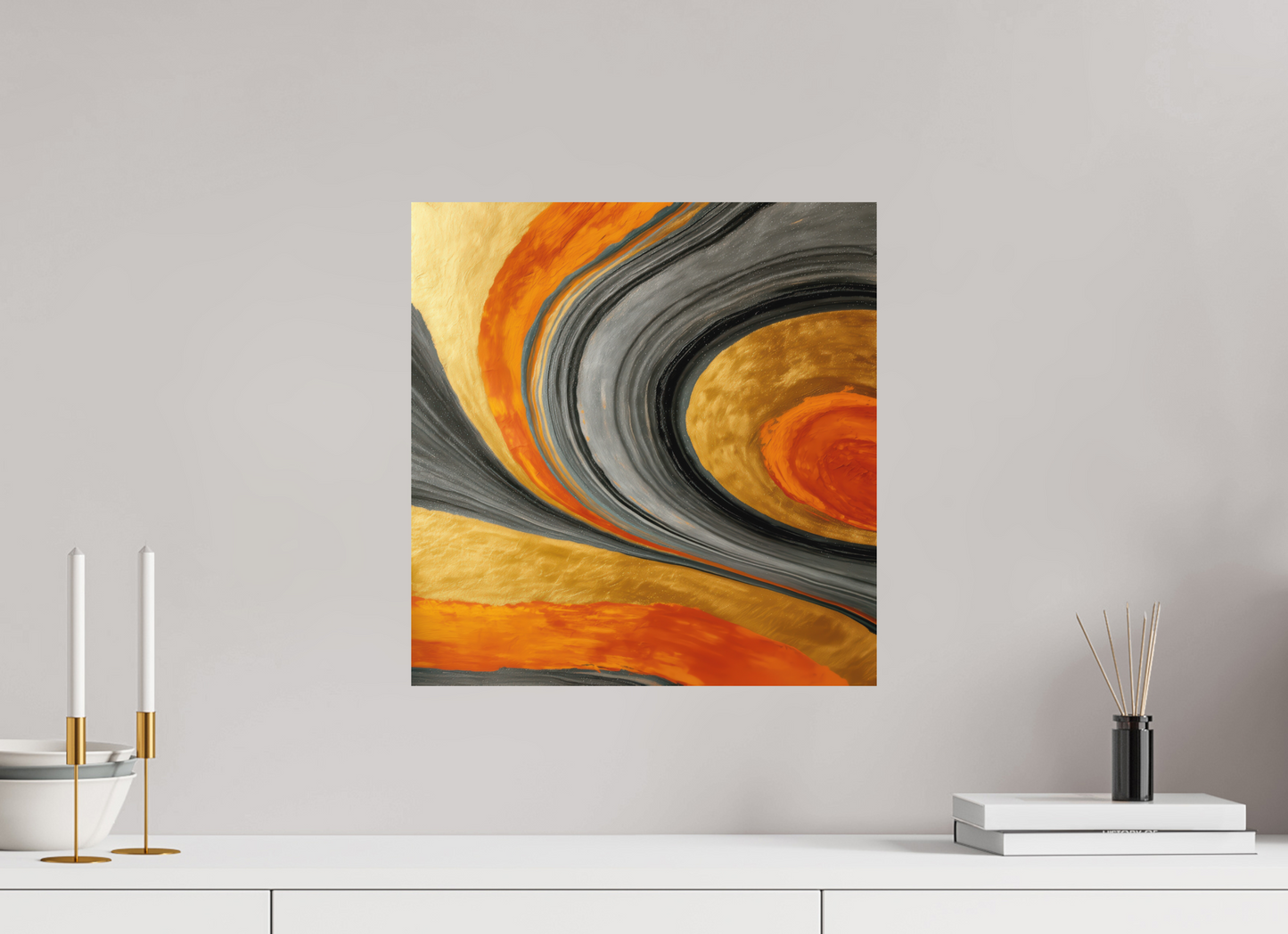 16 x 16.6″, Photo Print on Aluminum Backing Abstract Gold Geode 2