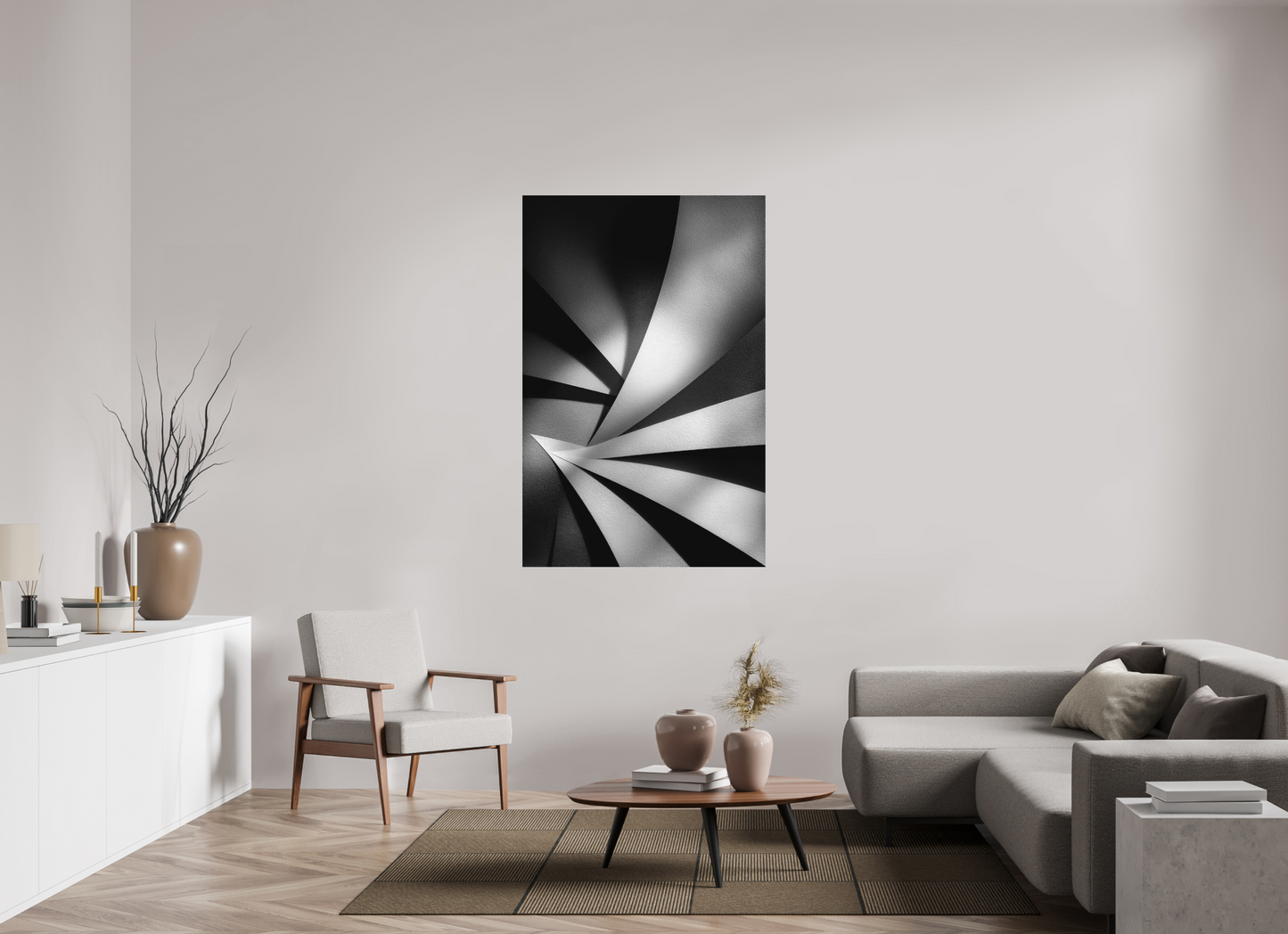 39 x 59.7″, Photo Print on Aluminum Backing Abstract B&W 2