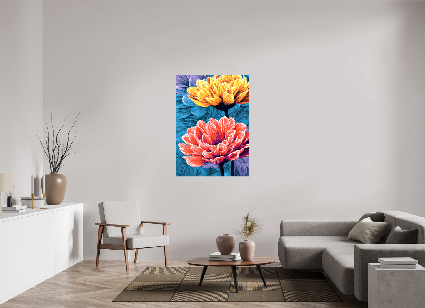 35 x 48.9″, Glossy Canvas Warm Flowers