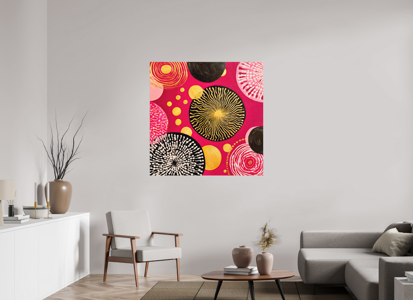 45 x 45″, Photo Print on Aluminum Backing Spores