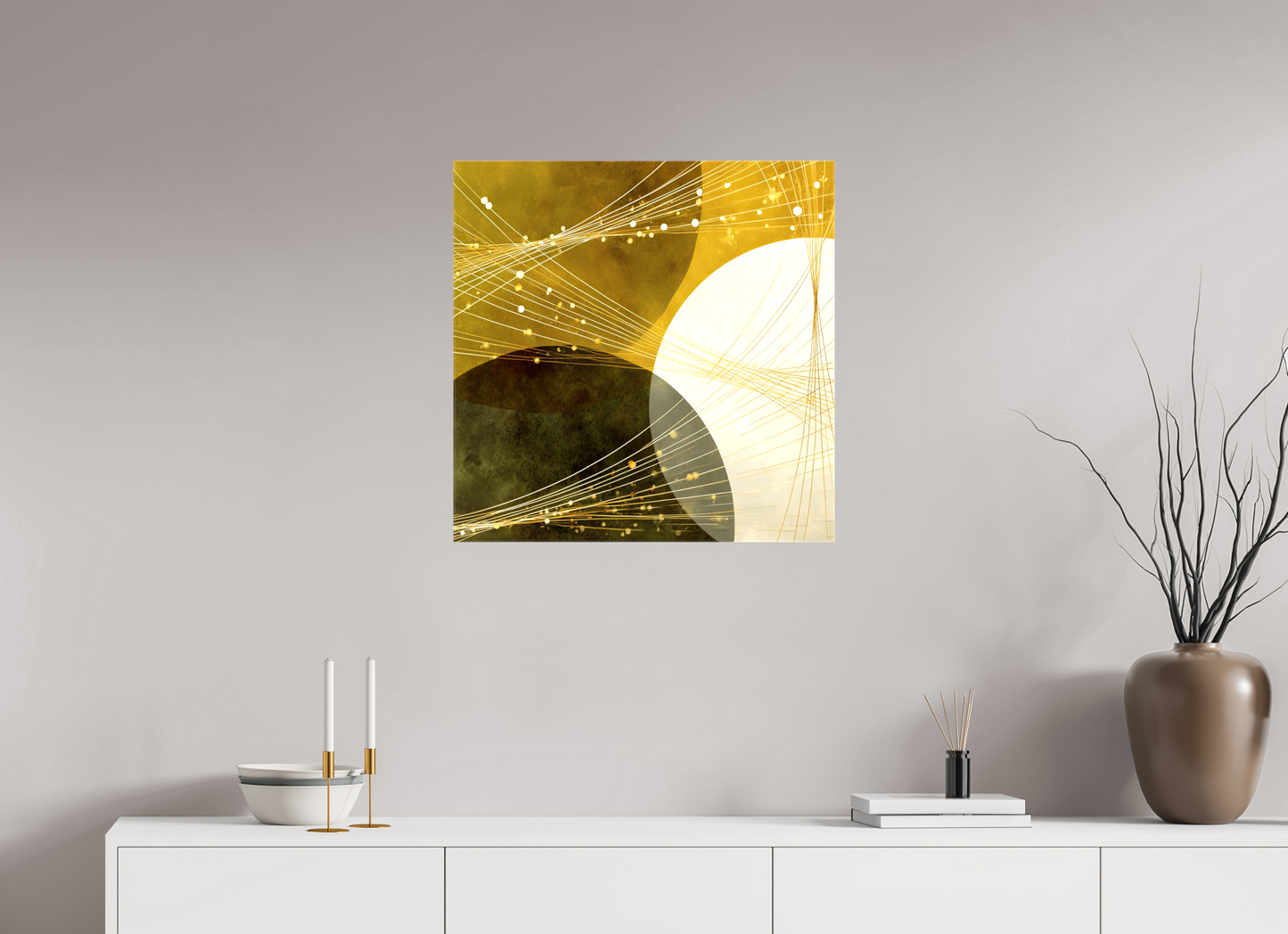 25 x 25″, Glossy Canvas Lime Circles