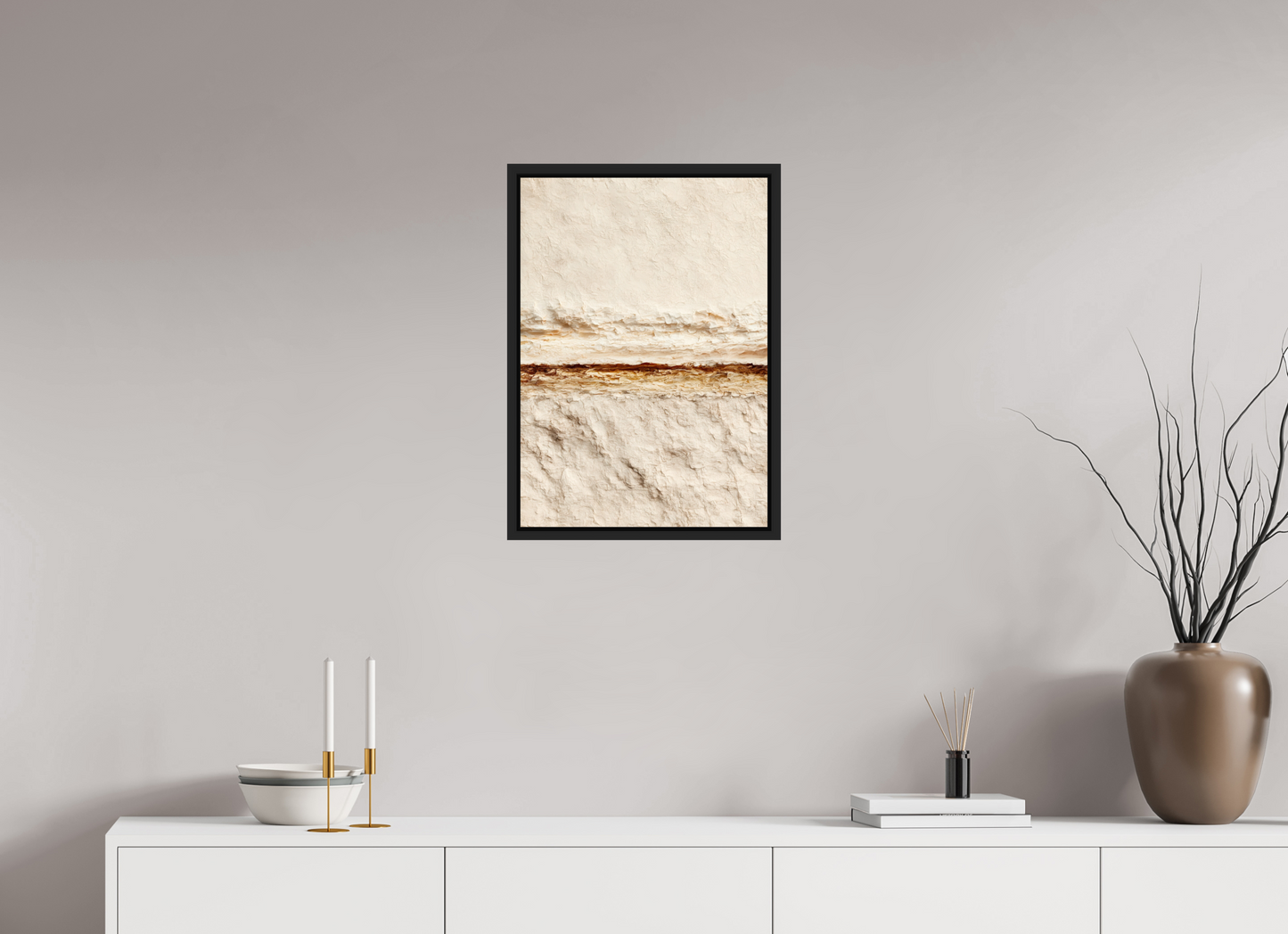 ISO A2 (42 x 59,4 cm), Fine Art Print on Aluminum Dibond with Boarder Desert Line
