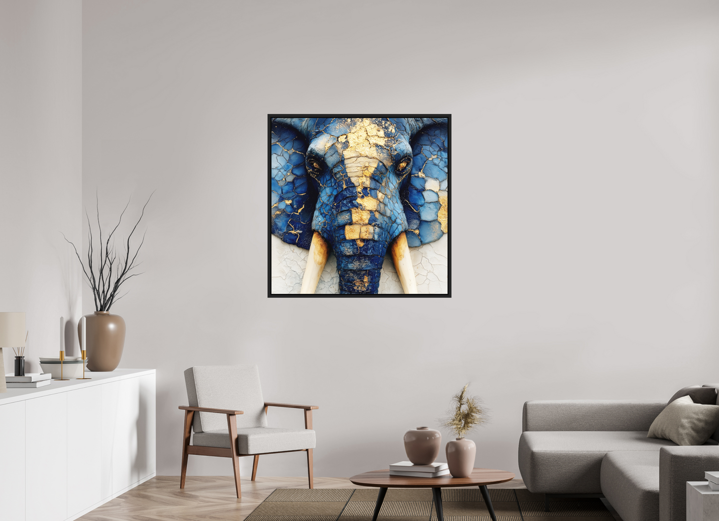 40 x 40″, Photo Print on Aluminum Backing with boarder Elephant