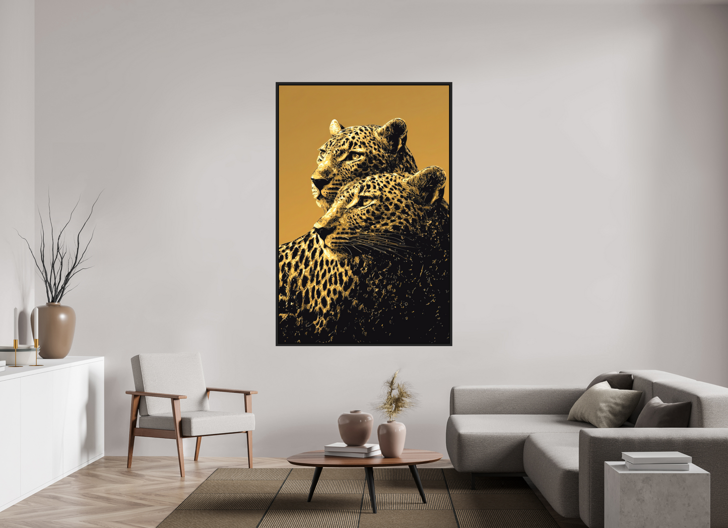 47 x 71.1″, Photo Print on Aluminum Backing with boarder Desert Cheetahs