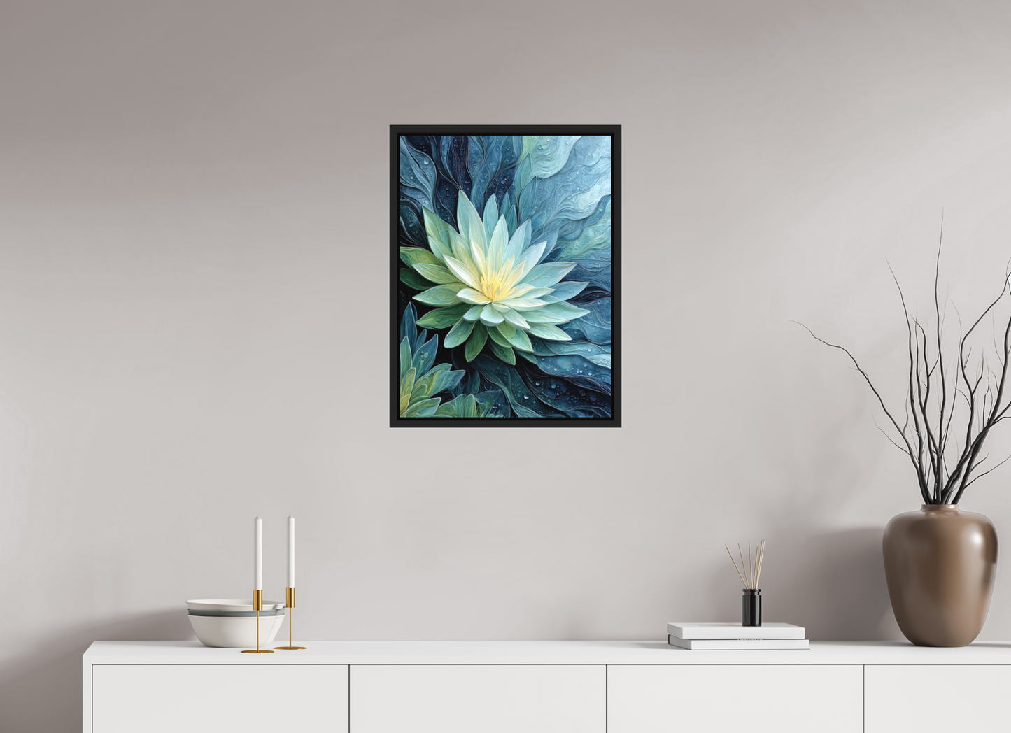 18 x 24″, Photo Print on Aluminum Backing with boarder Blue Lily