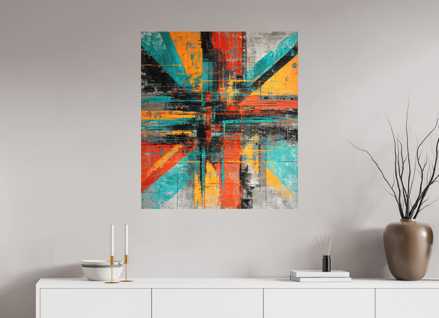 31 x 35.1″, Photo Print on Aluminum Backing Abstract Paint Lines