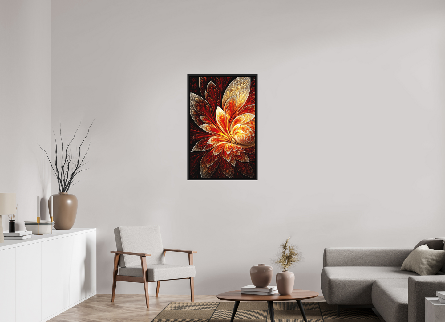 24 x 37.2″, Photo Print on Aluminum Backing with boarder Abstract Fire Flower