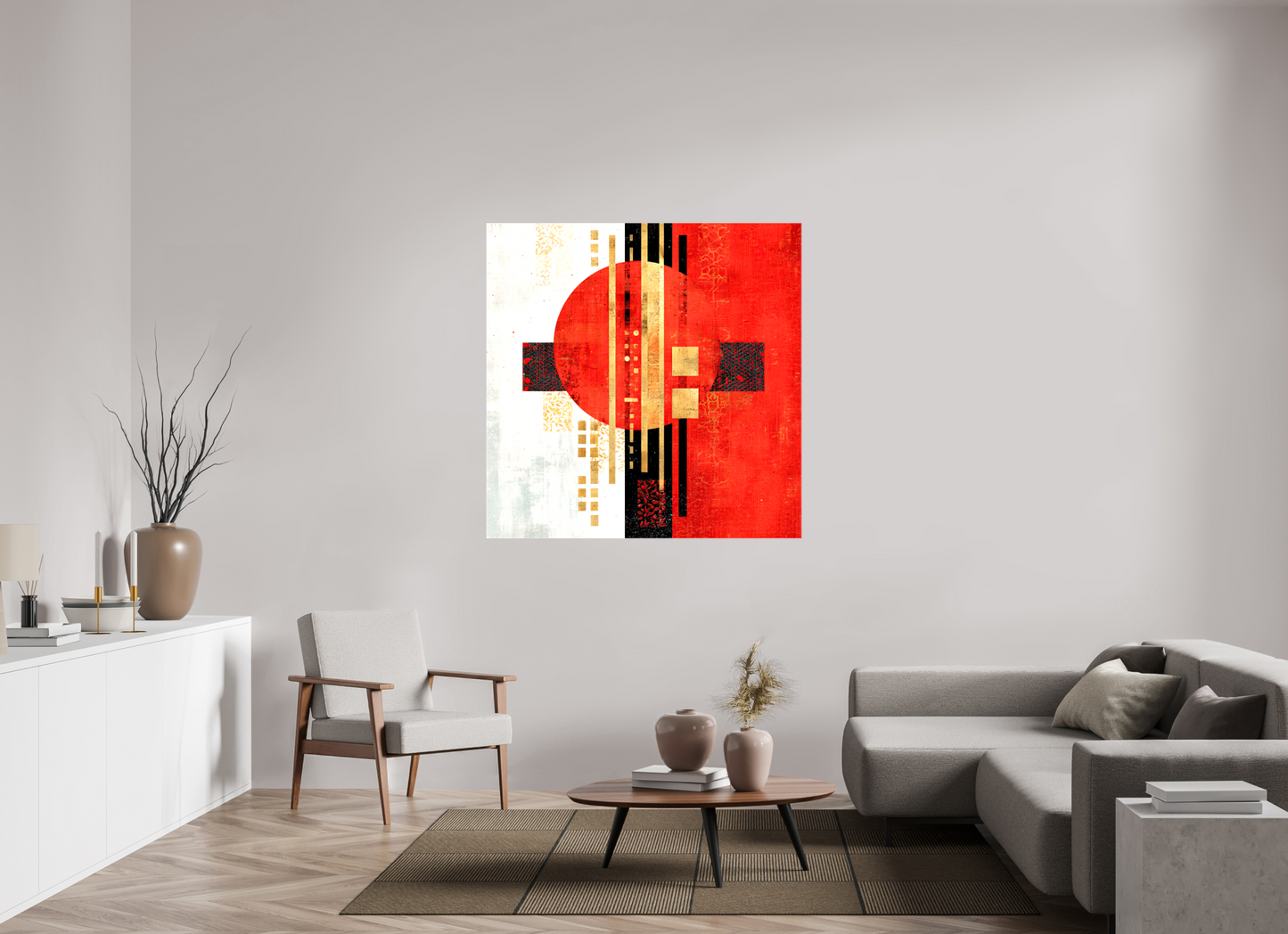 50 x 50″, Glossy Canvas Abstract Rising Sun