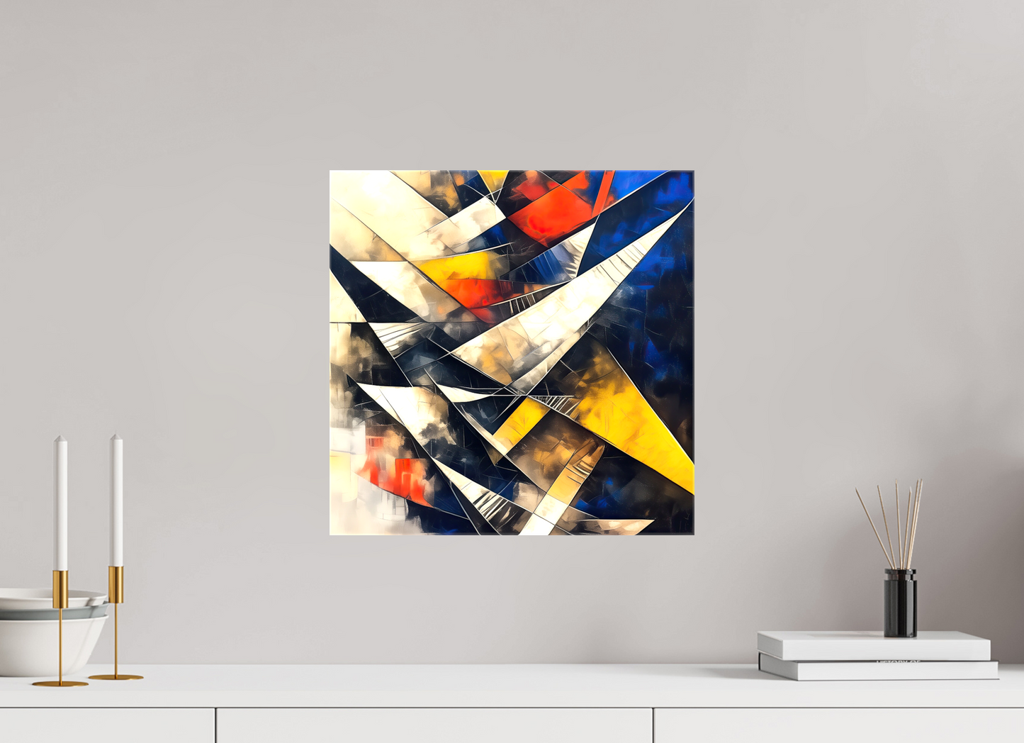 15 x 15″, Glossy Canvas Abstract Triangles