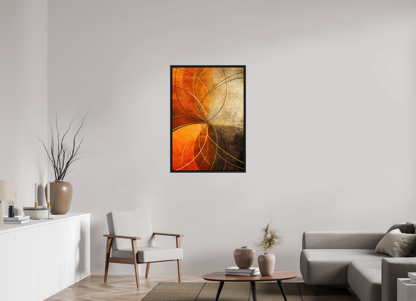 28 x 40.5″, Fine Art Print on Aluminum Dibond with Boarder Abstract Rust Circles