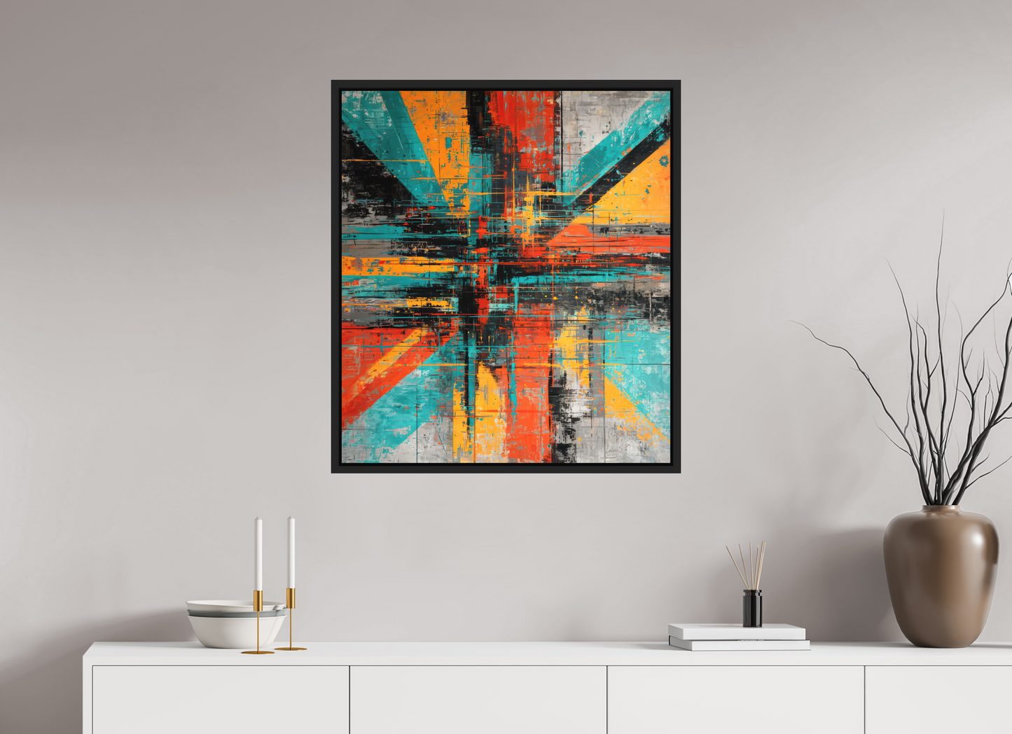 28 x 31.7″, Photo Print on Aluminum Backing with boarder Abstract Paint Lines
