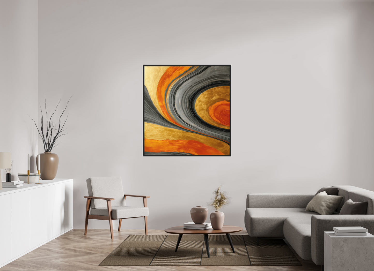 47 x 48.9″, Photo Print on Aluminum Backing with boarder Abstract Gold Geode 2