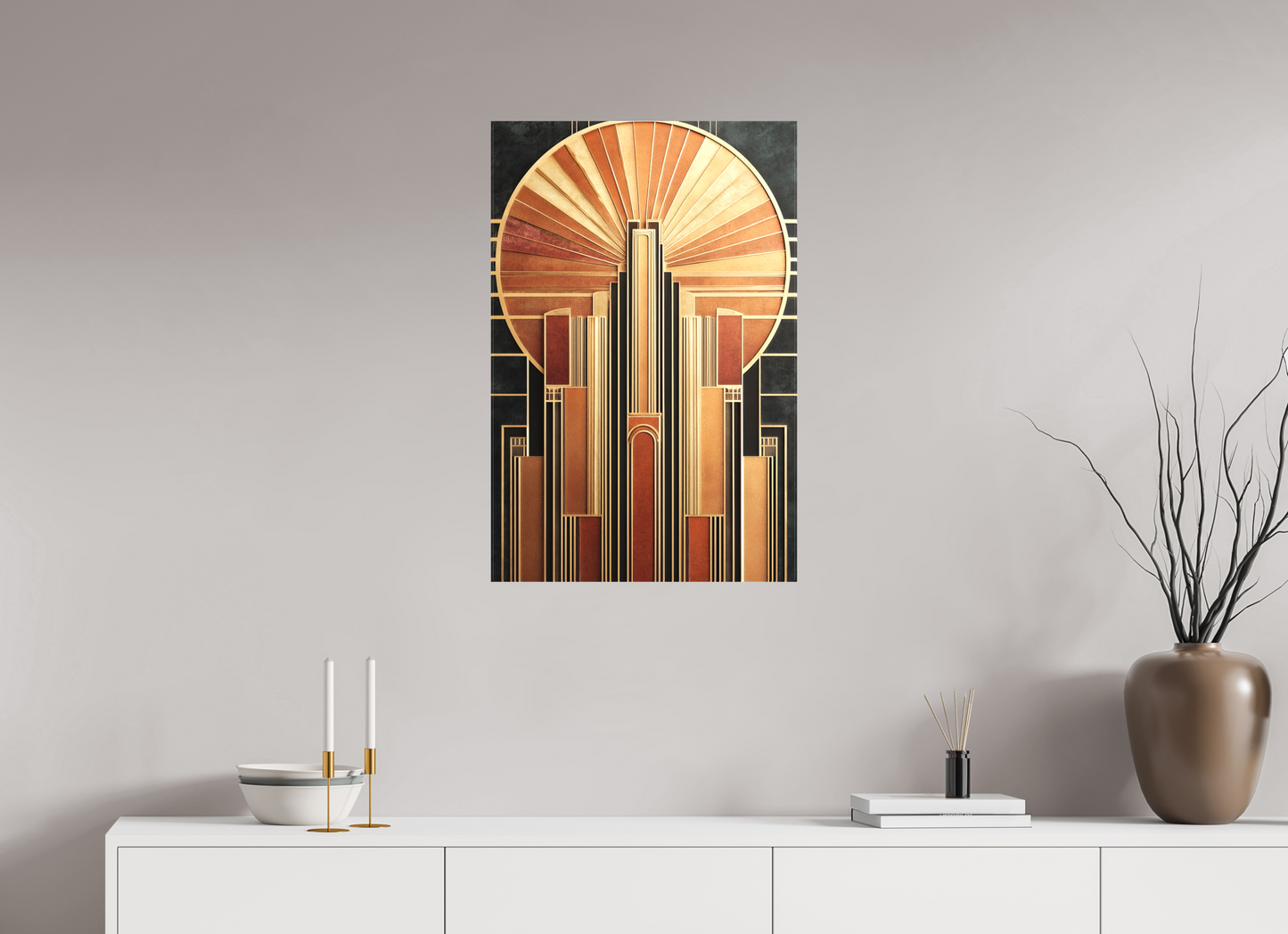 20 x 30.3″, Textile on Canvas Art Deco City 2