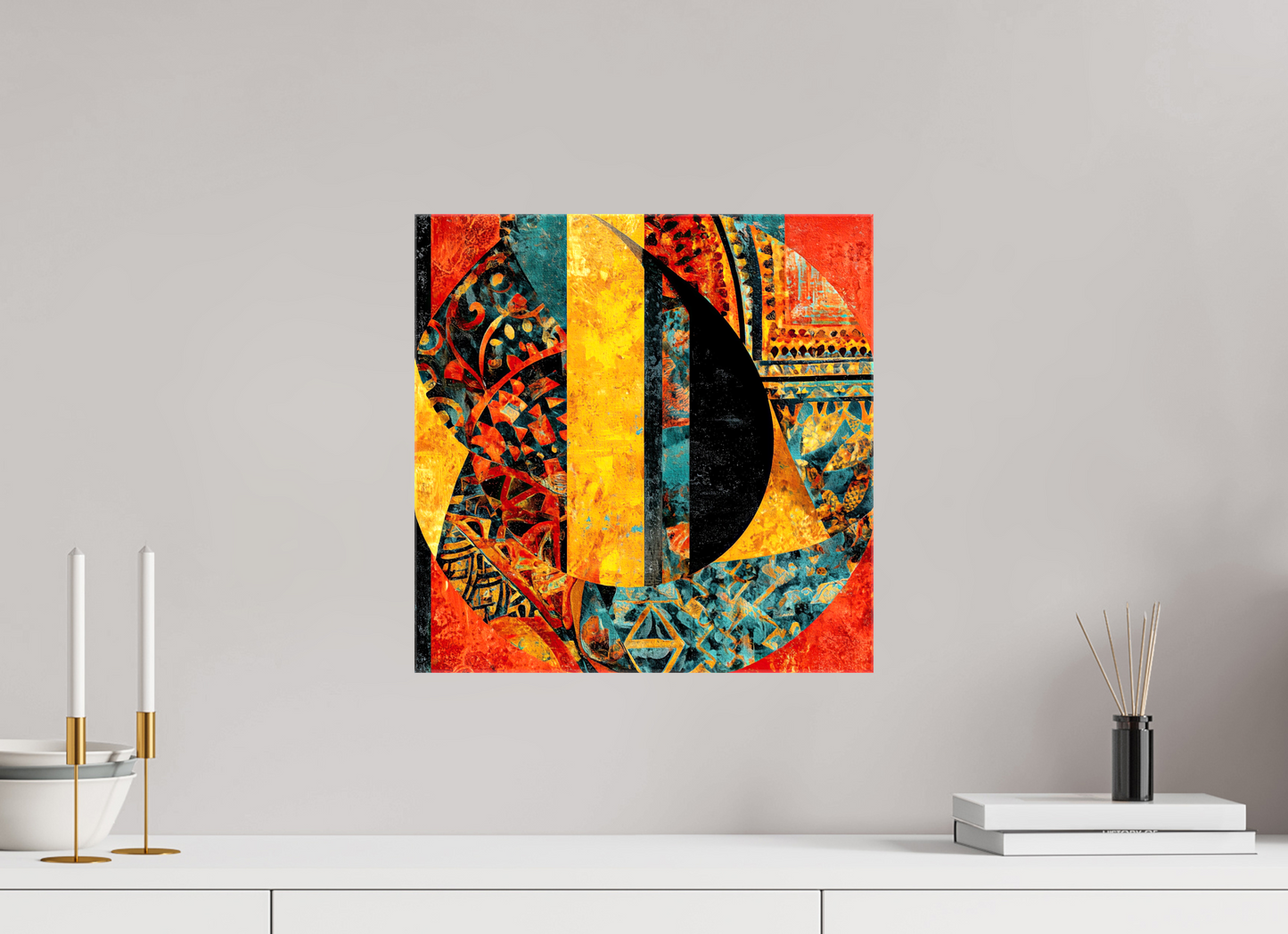 15 x 15″, Glossy Canvas Tribal Circle 2