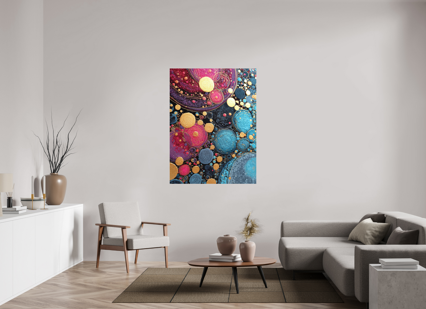 42 x 56″, Photo Print on Aluminum Backing Abstract Circles