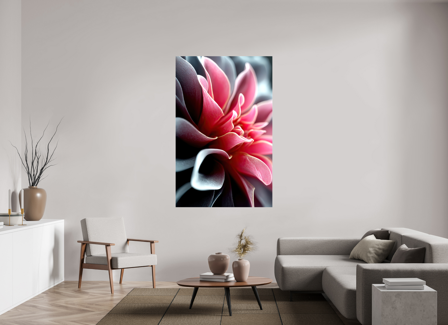43 x 67.2″, Glossy Canvas Pink Flower