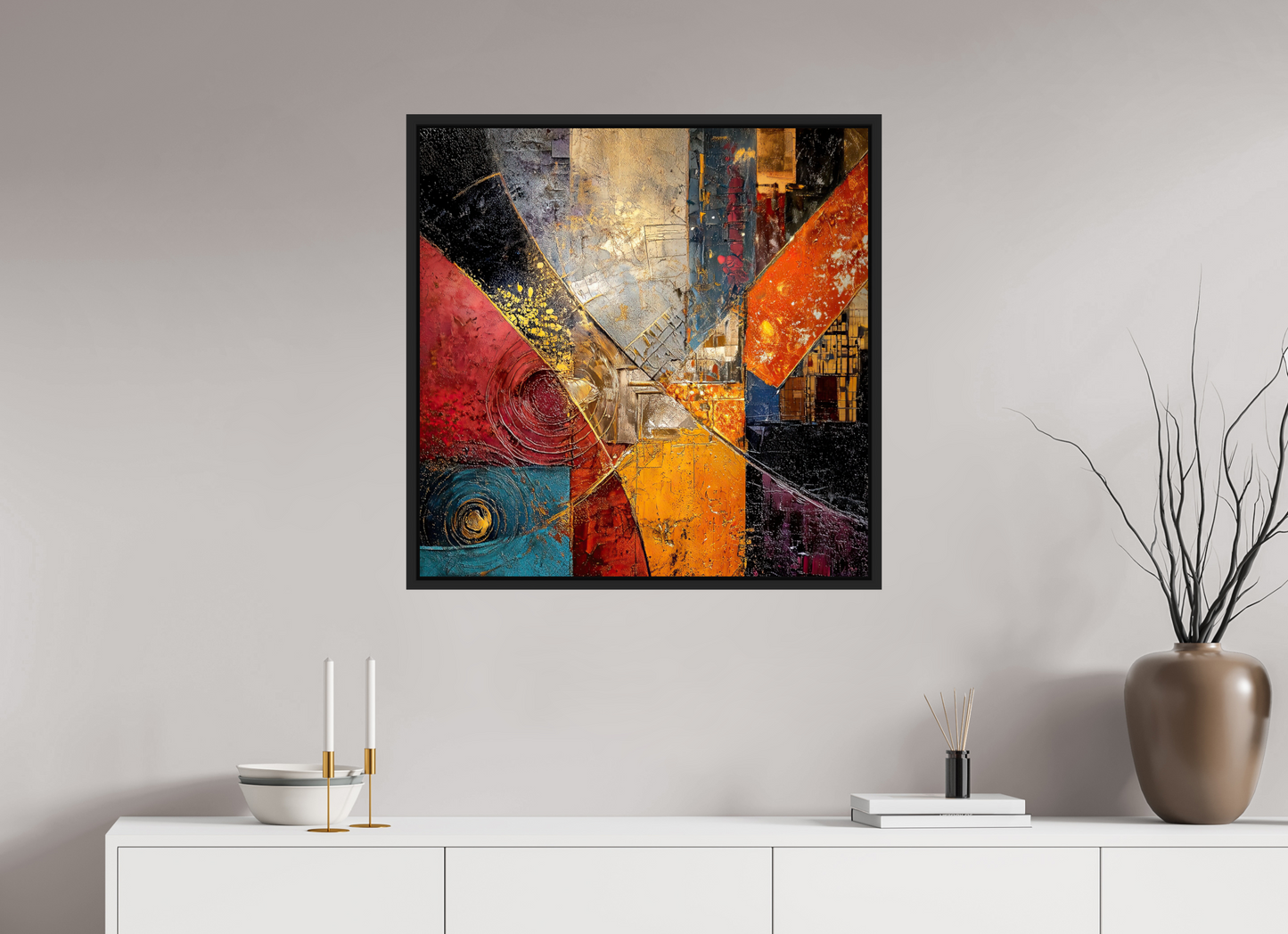 30 x 30″, Fine Art Print on Aluminum Dibond with Boarder Abstract Cracked Paint