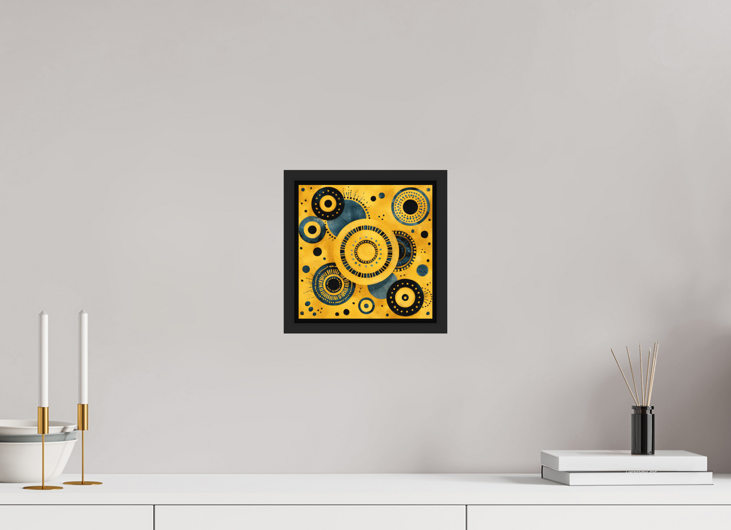 8 x 8″, Photo Print on Aluminum Backing with boarder Yellow & Blue