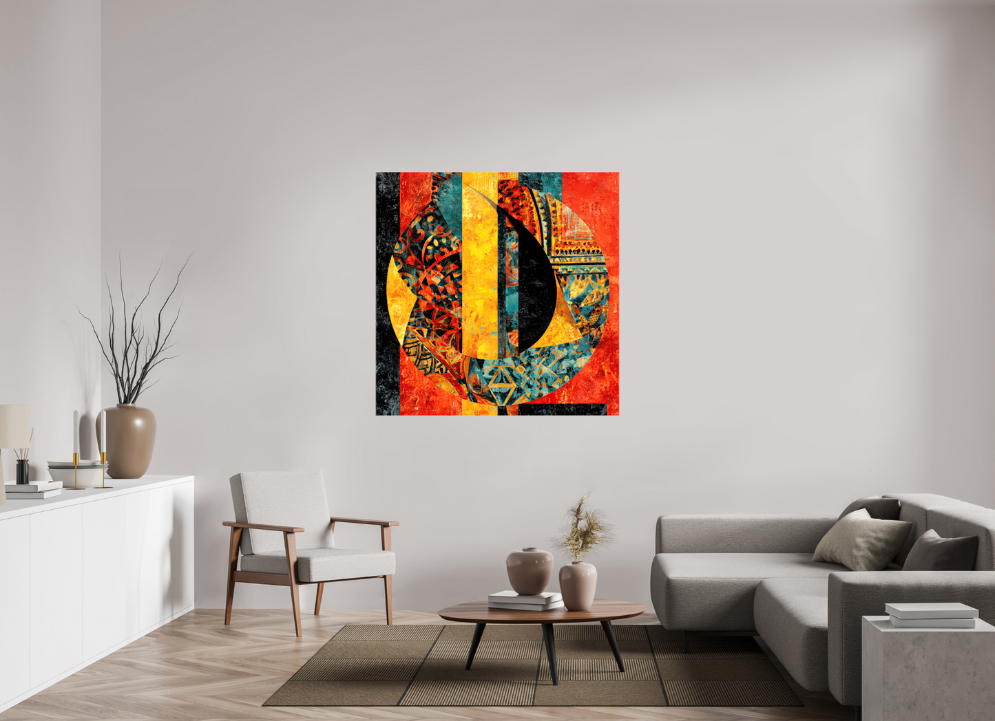 50 x 50″, Glossy Canvas Tribal Circle 2