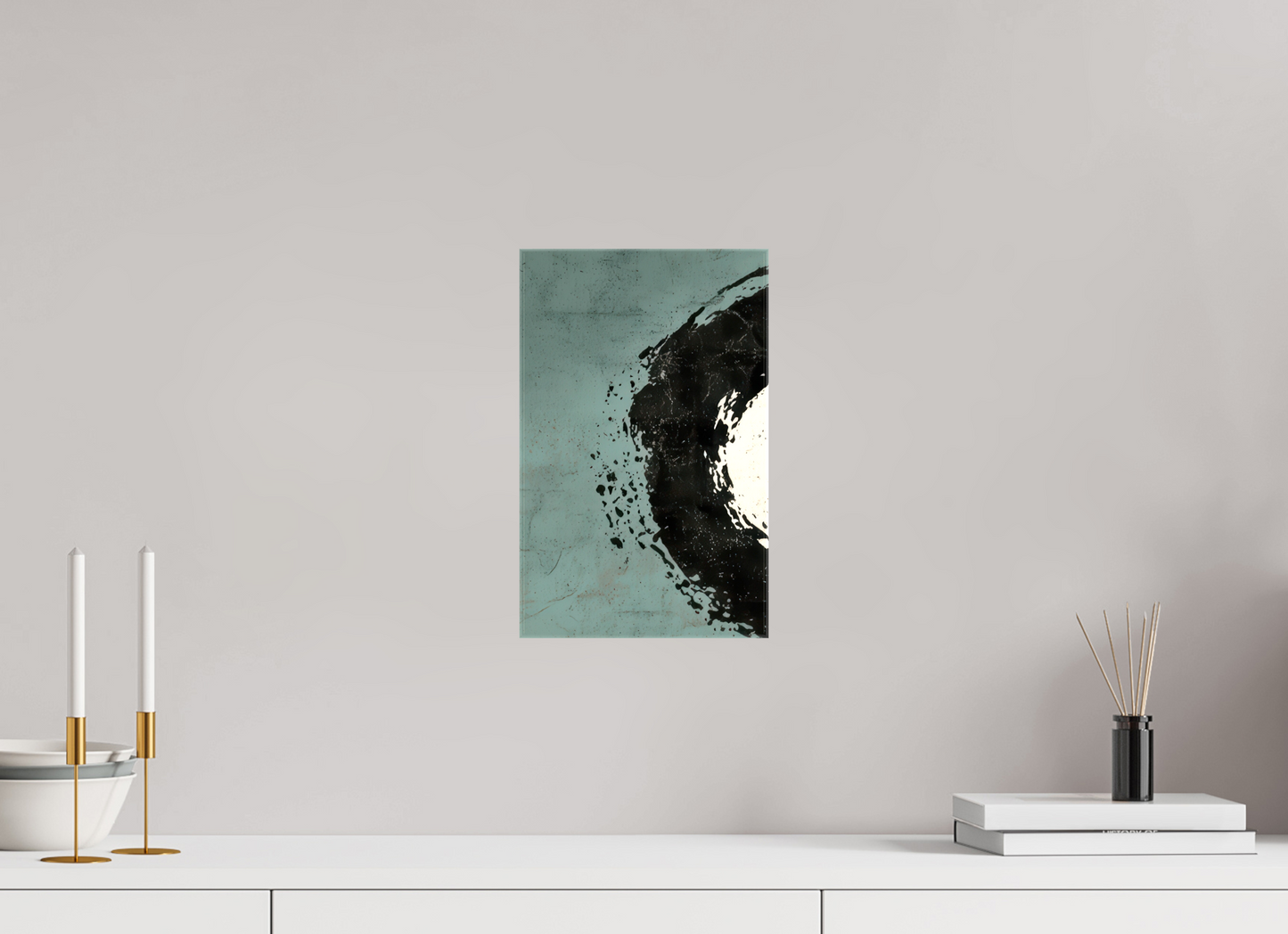 8 x 12.7″, Glossy Canvas Abstract Paint Brush Circle Left