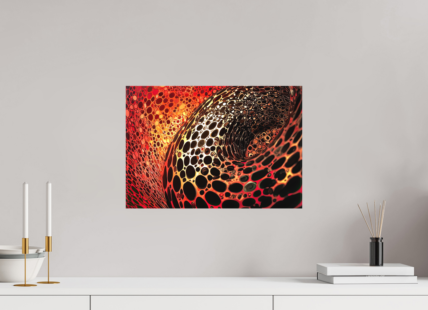 17.4 x 12″, Textile on Canvas Red Leopard