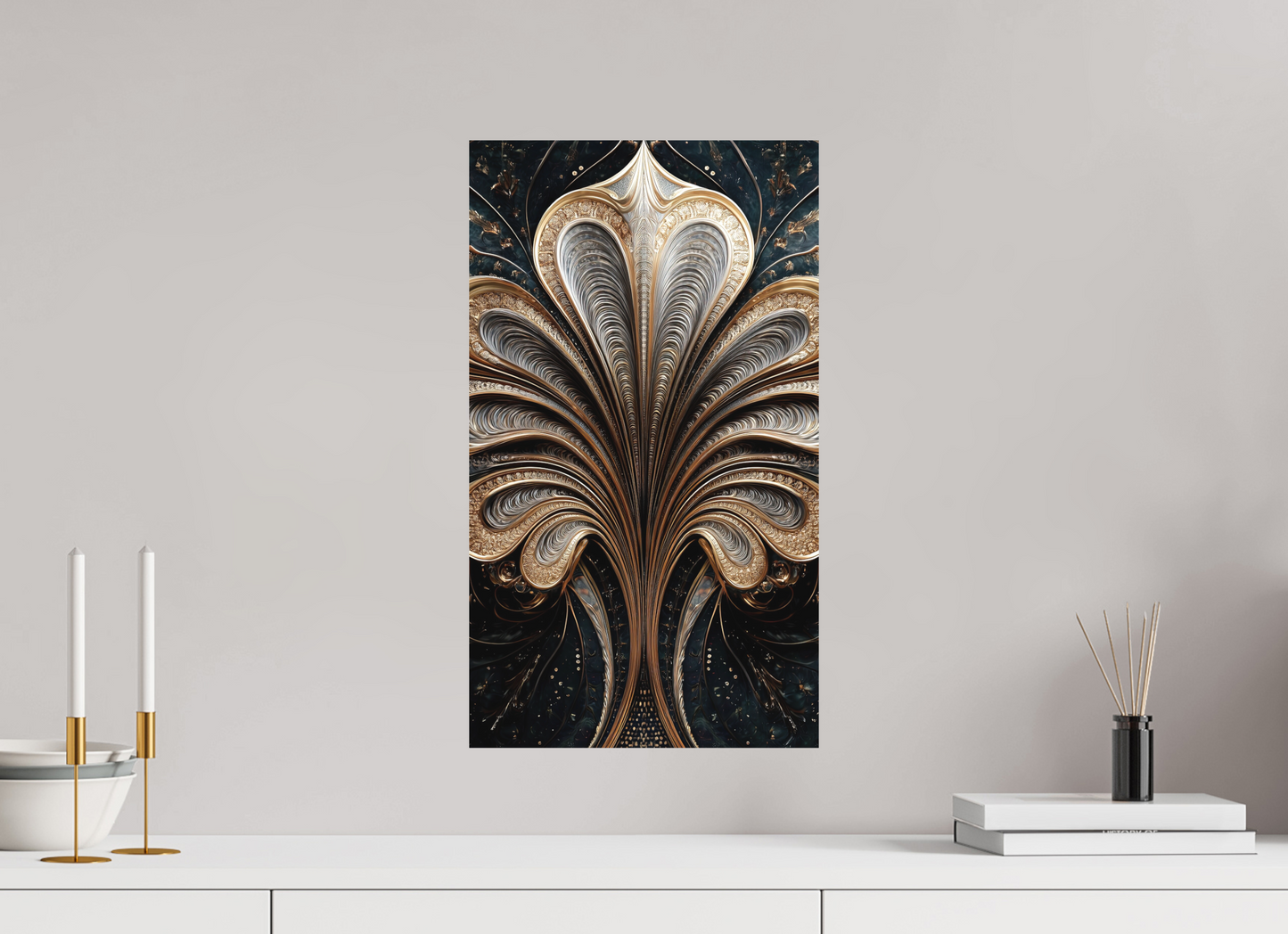 12 x 20.9″, Photo Print on Aluminum Backing Art Deco Abstract Flower 3