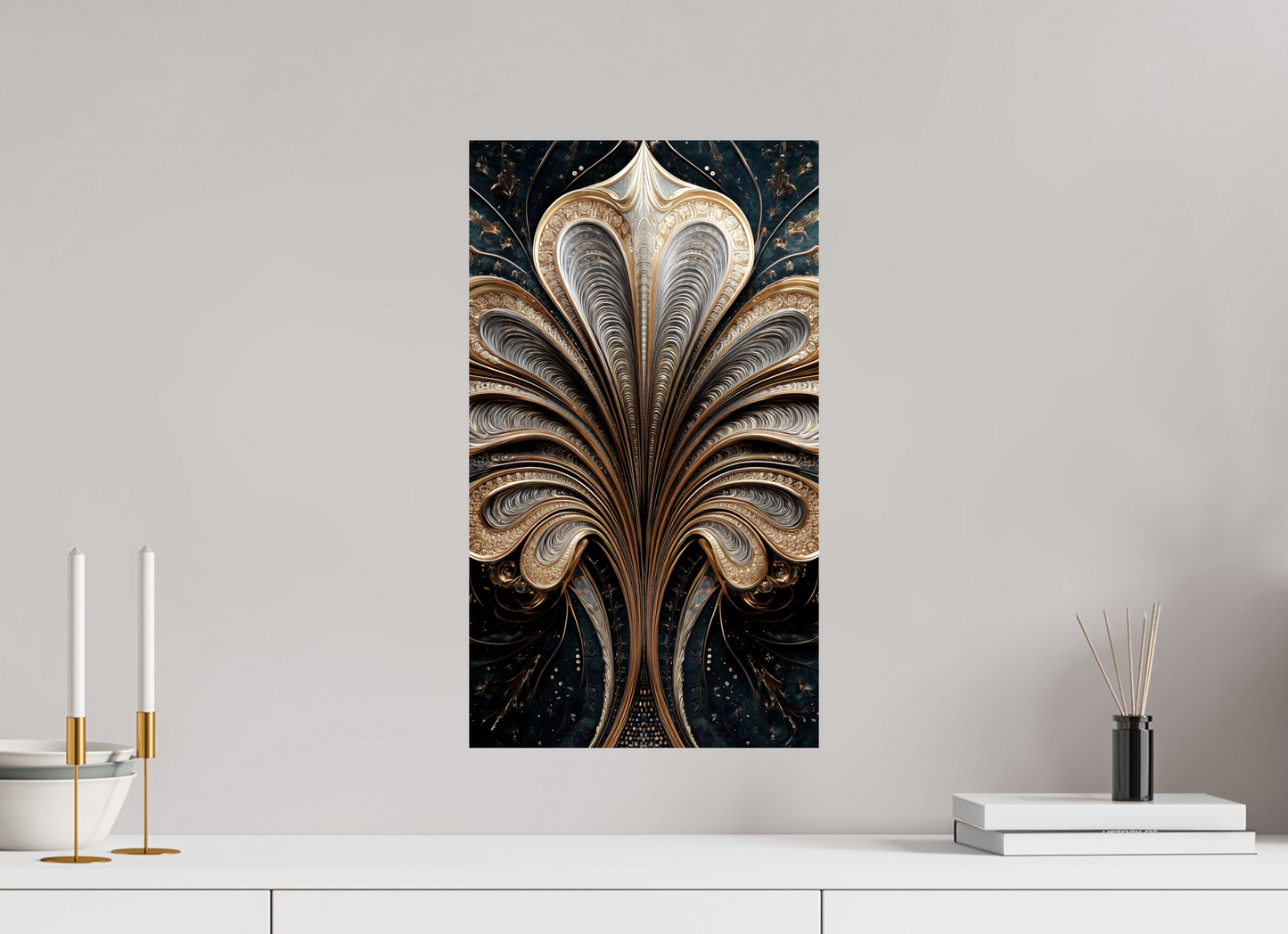 12 x 20.9″, Fine Art Print On Aluminum Dibond Art Deco Abstract Flower 3