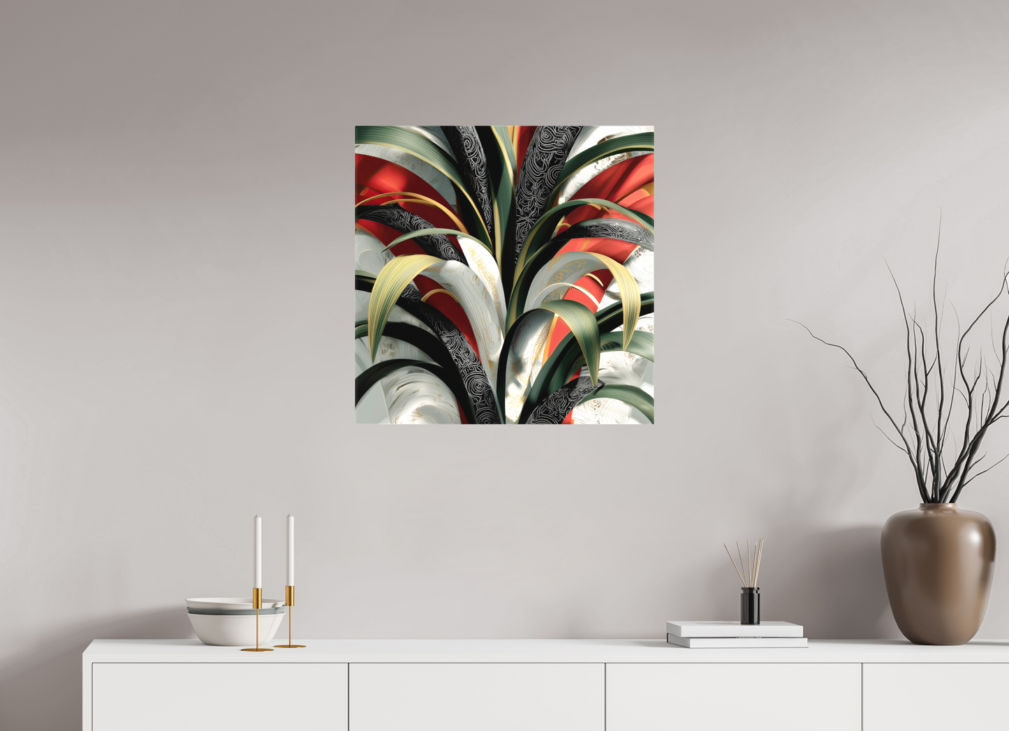25 x 25″, Textile on Canvas House Plant