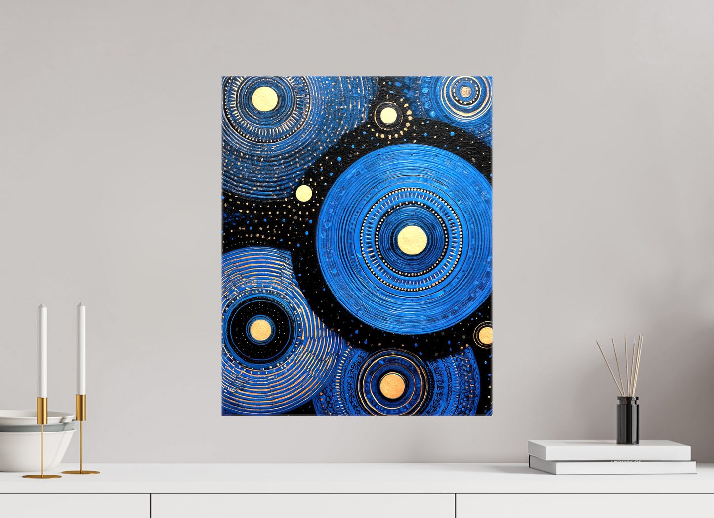16 x 20.2″, Glossy Canvas Blue Circles