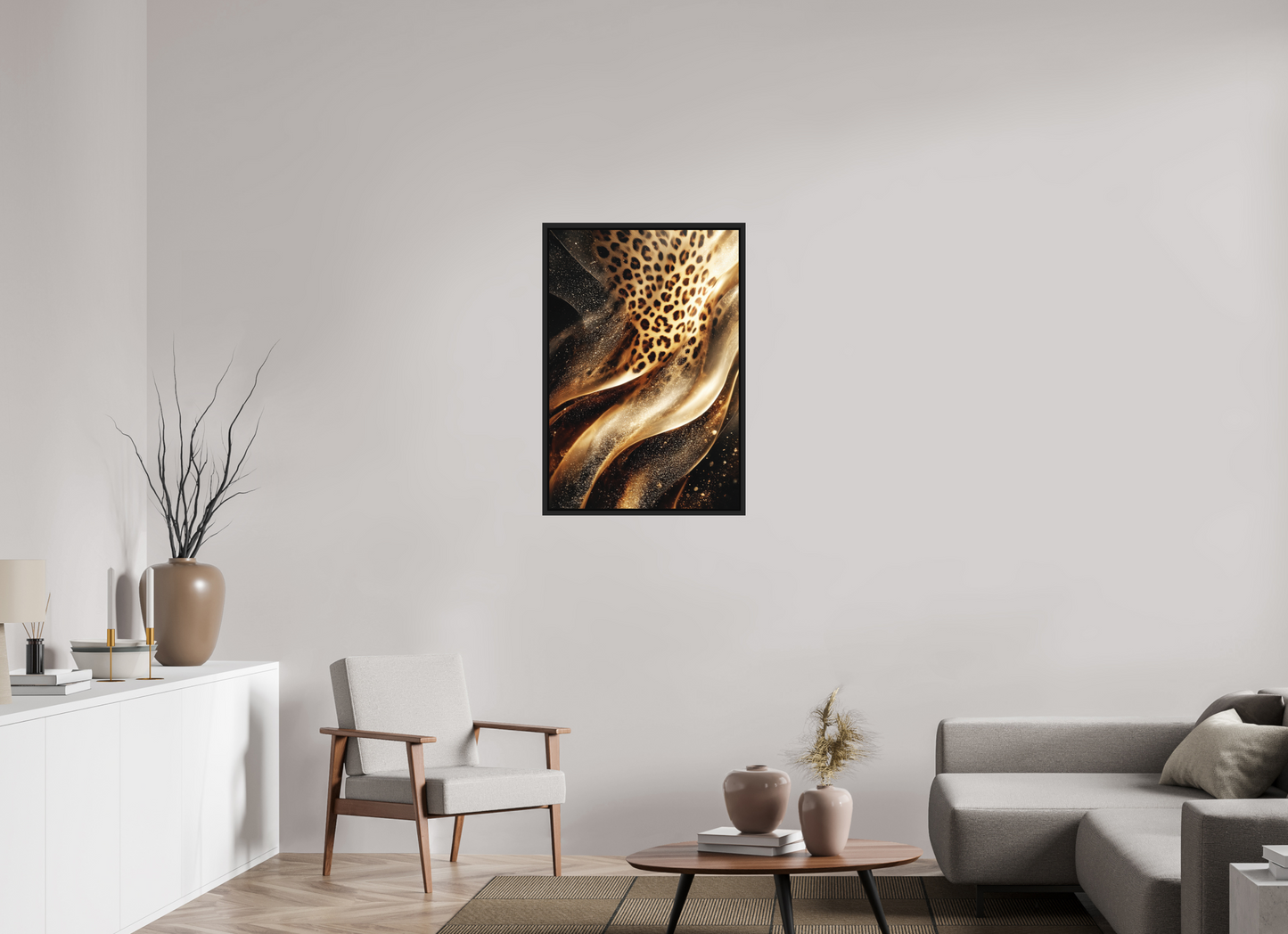 24 x 35.4″, Photo Print on Aluminum Backing with boarder Leopard Swirl