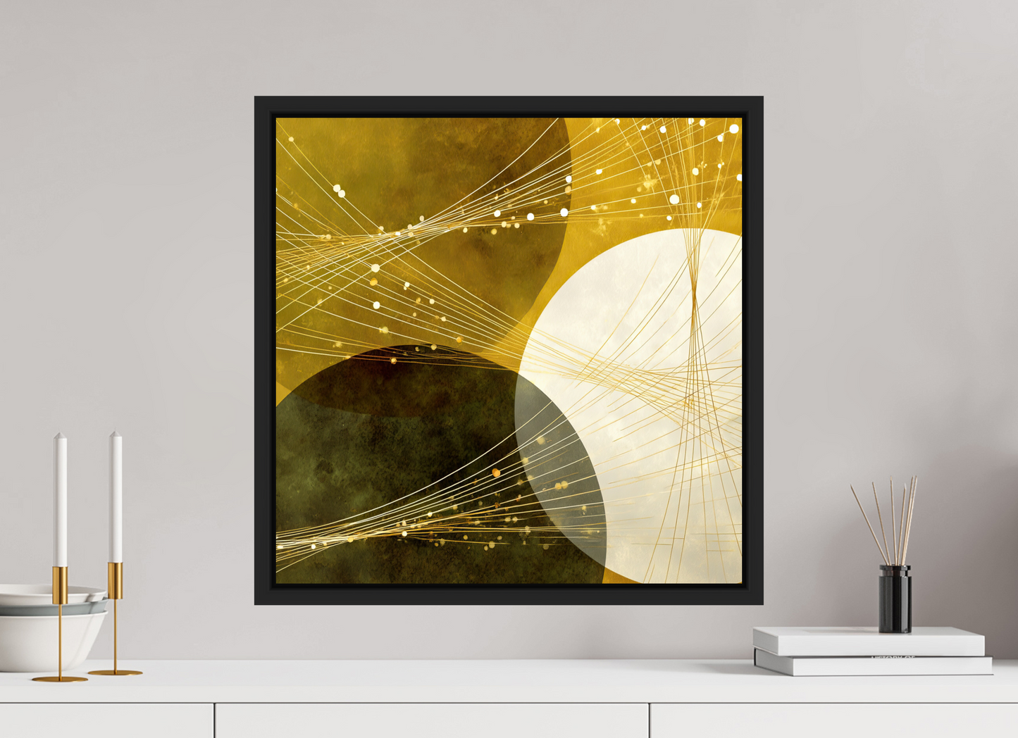 20 x 20″, Fine Art Print on Aluminum Dibond with Boarder Lime Circles