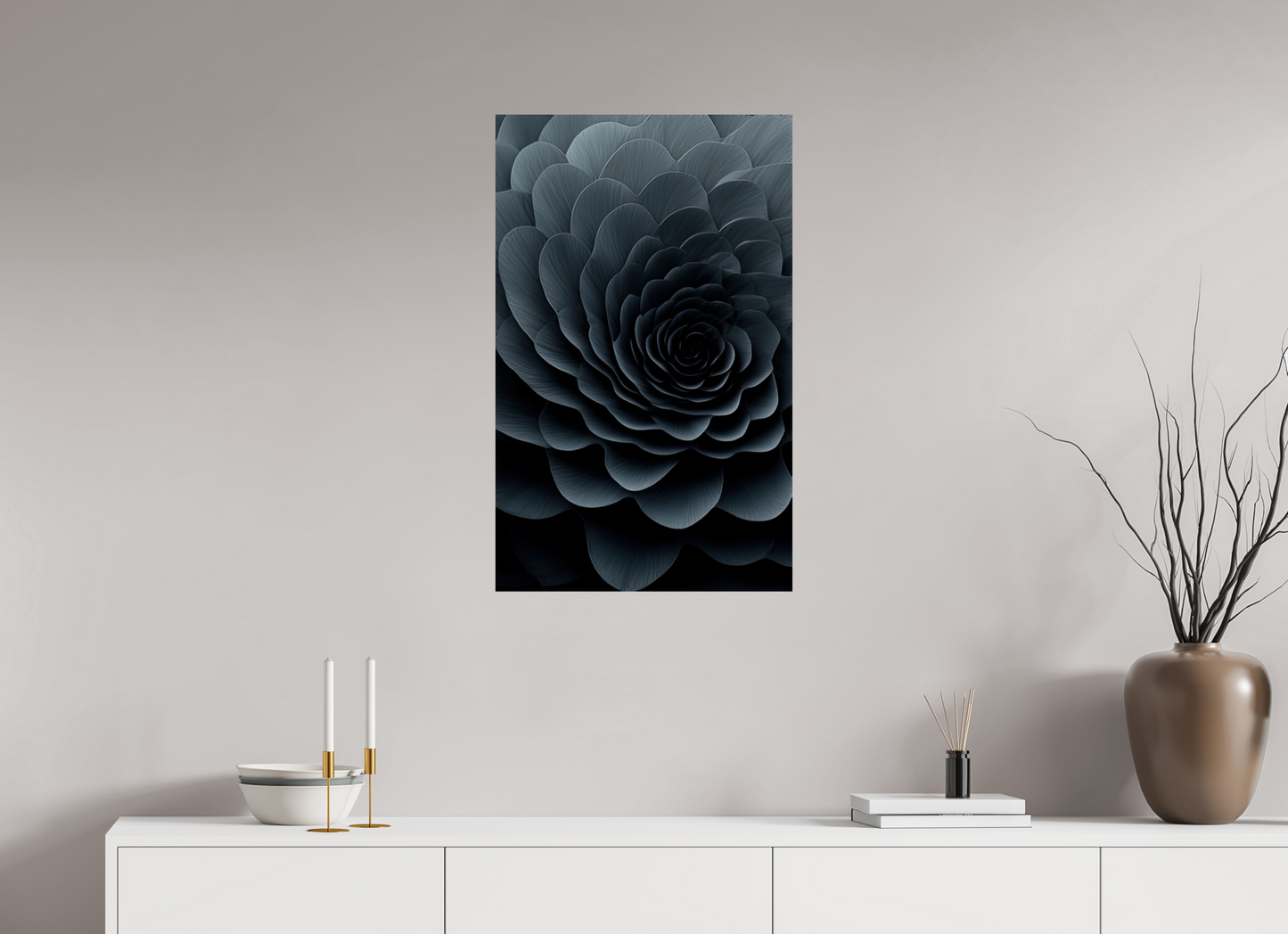 20 x 32.1″, Fine Art Print On Aluminum Dibond Dark Flower