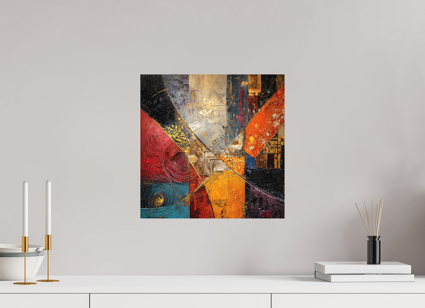 15 x 15″, Photo Print on Aluminum Backing Abstract Cracked Paint