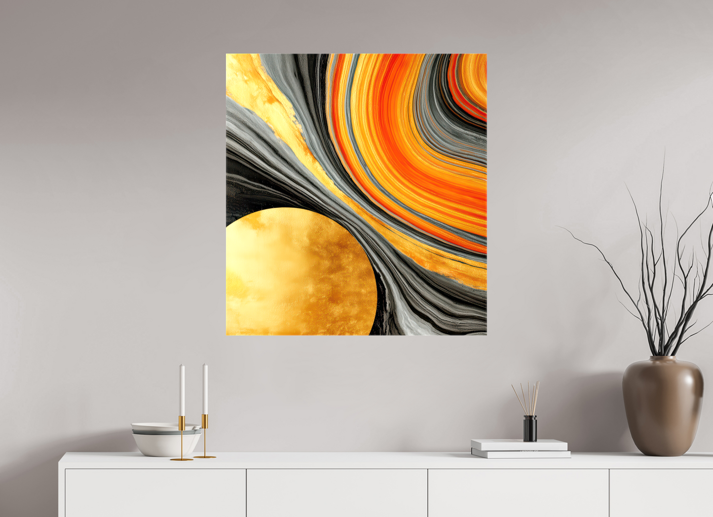 31 x 33.5″, Glossy Canvas Abstract Gold Geode