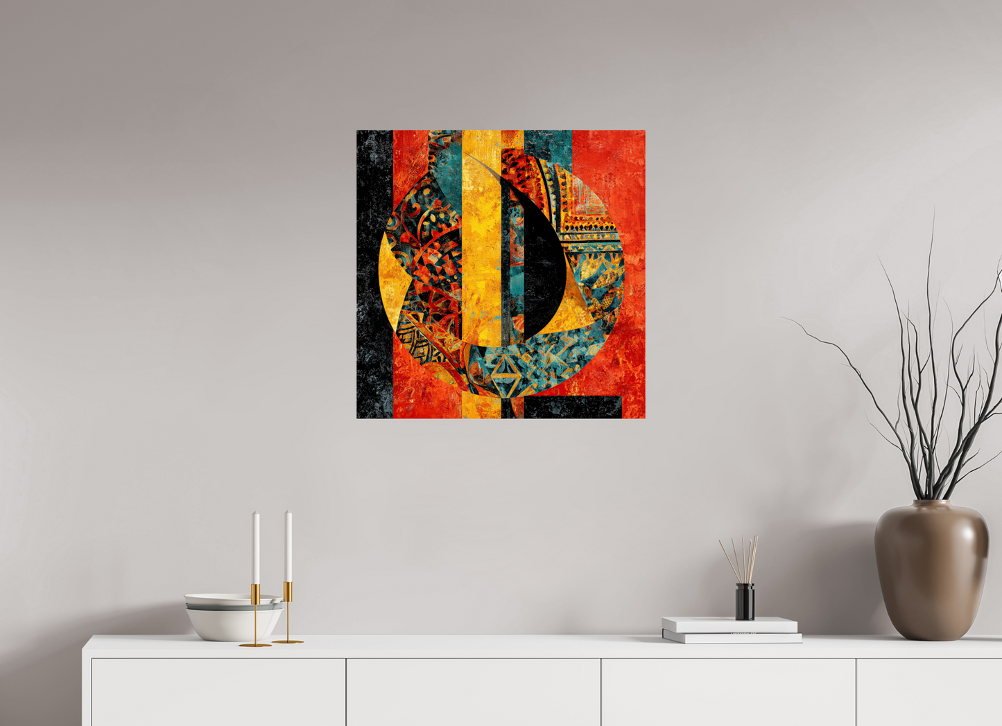 25 x 25″, Fine Art Print On Aluminum Dibond Tribal Circle 2