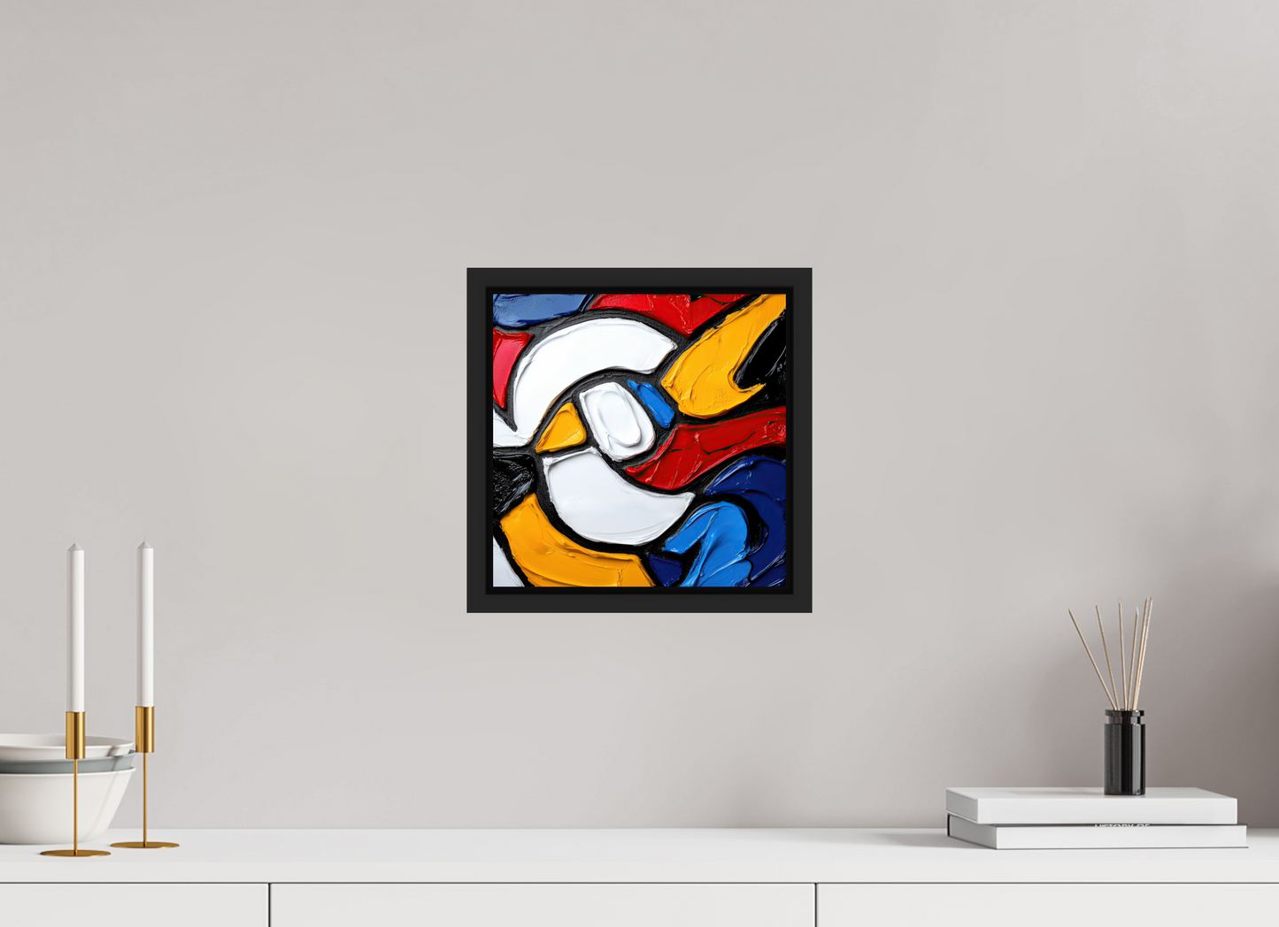 10 x 10″, Fine Art Print on Aluminum Dibond with Boarder Abstract Paint Bird