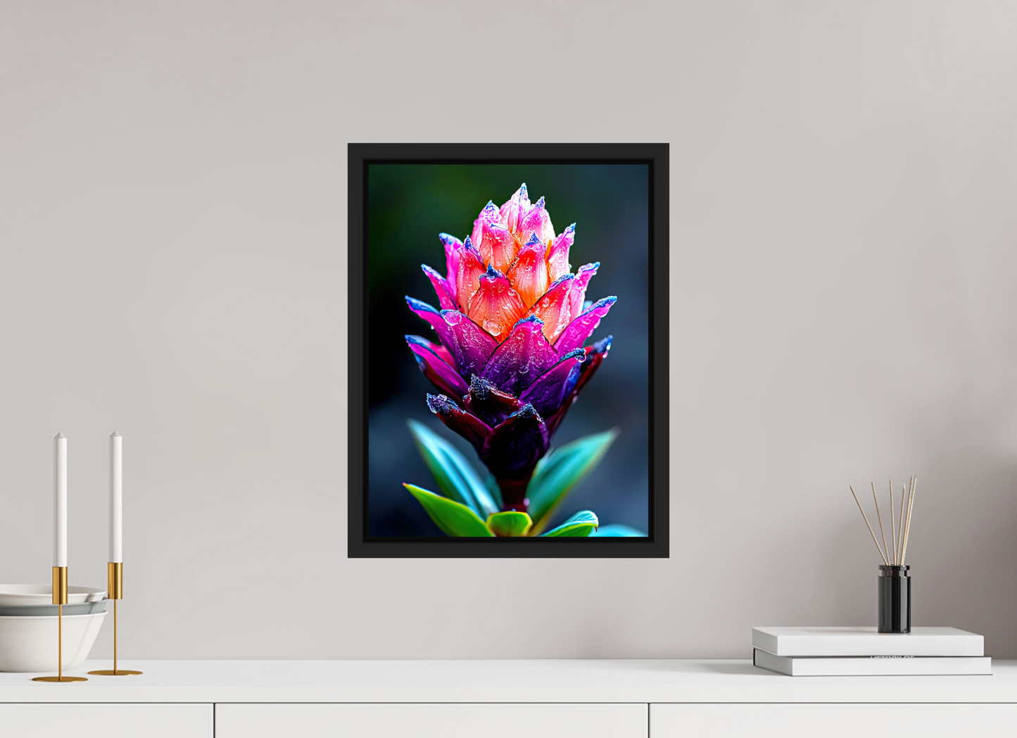 12 x 16″, Fine Art Print on Aluminum Dibond with Boarder Tropical Pinecone Flower