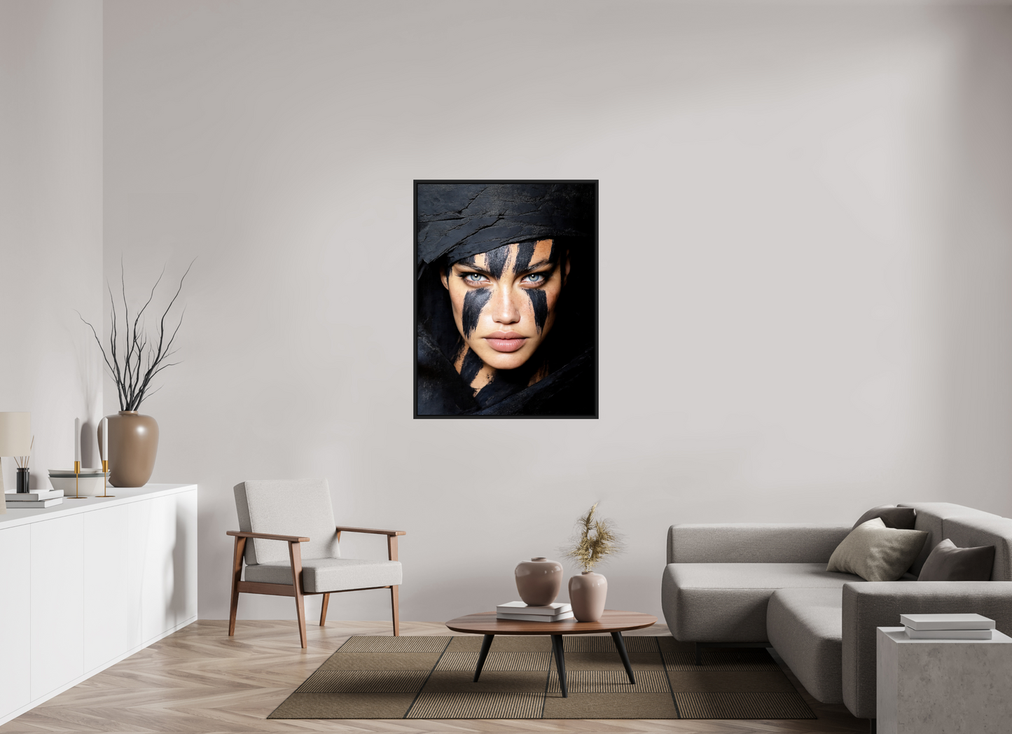 36 x 47″, Fine Art Print on Aluminum Dibond with Boarder Charcoal Woman