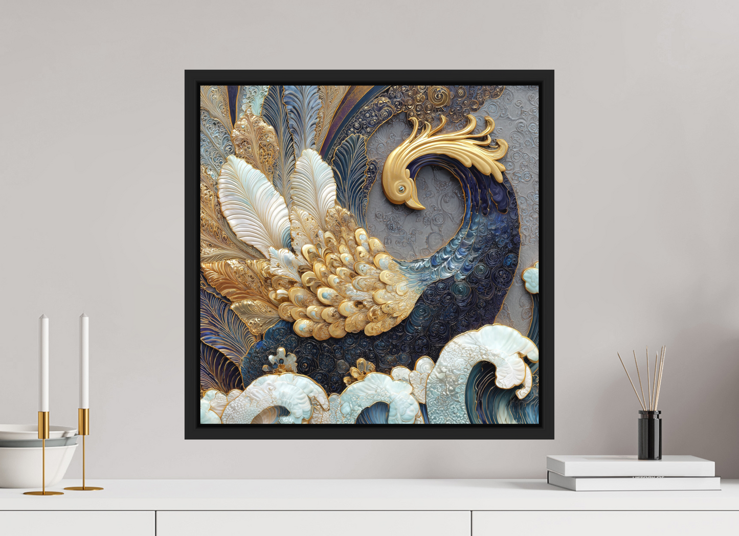 20 x 20″, Photo Print on Aluminum Backing with boarder Swan 2