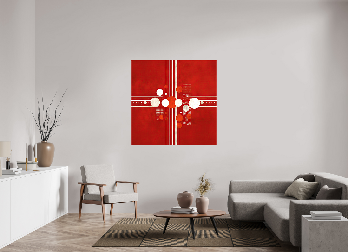 50 x 50″, Glossy Canvas White Line 2