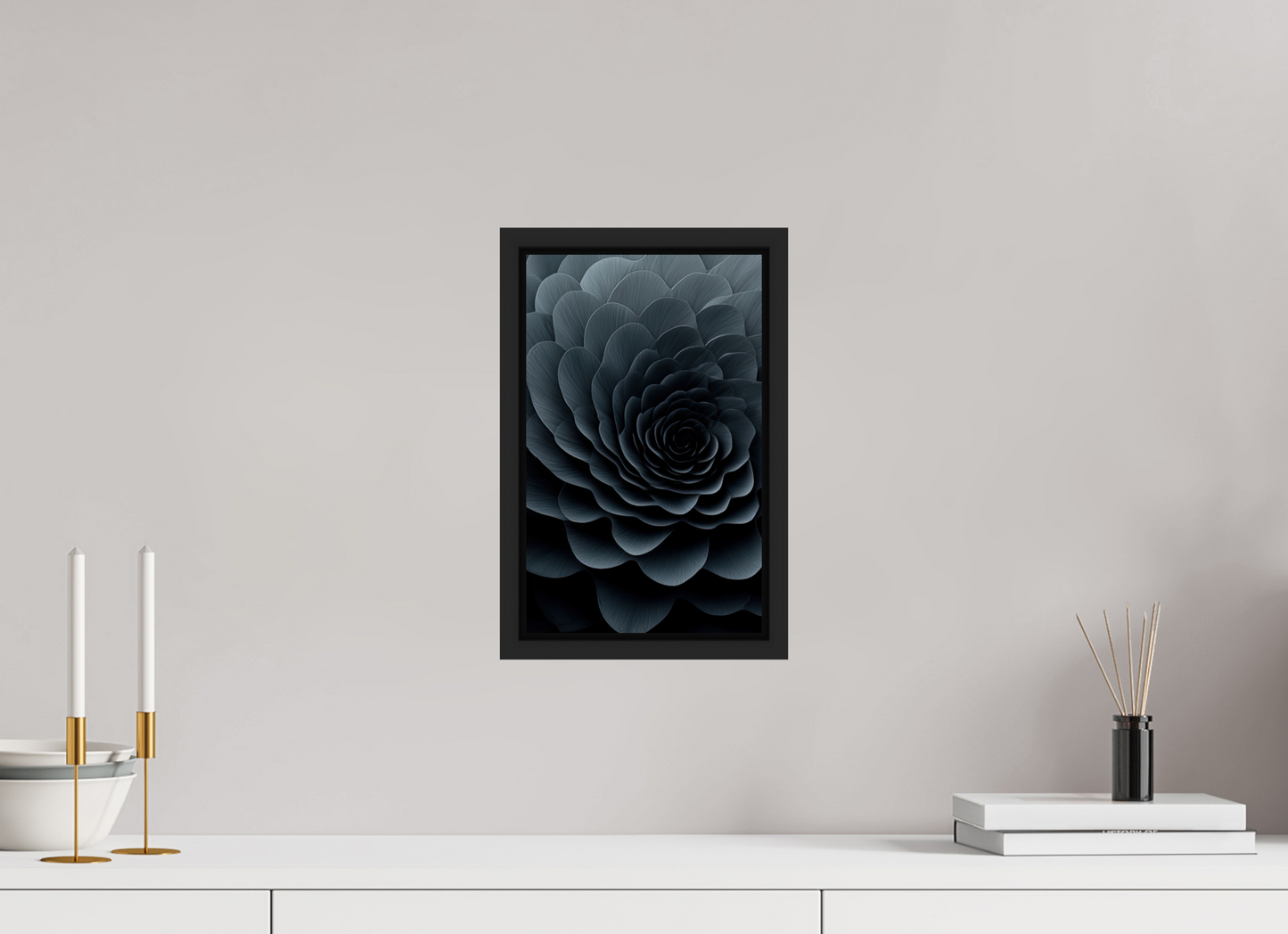8 x 12.8″, Fine Art Print on Aluminum Dibond with Boarder Dark Flower