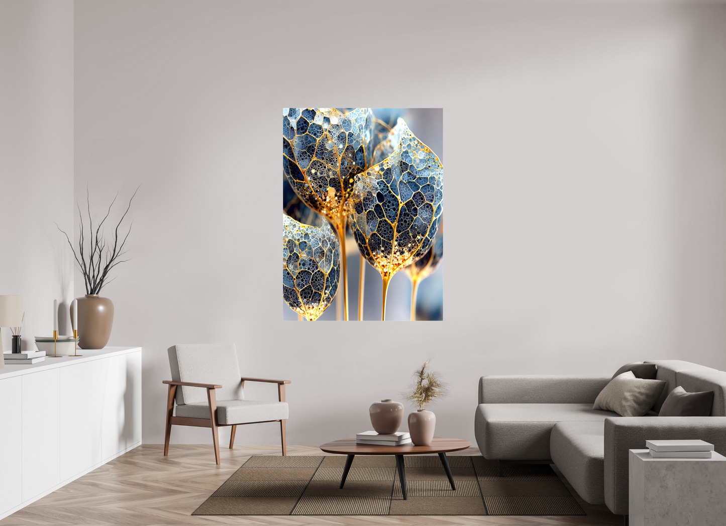 45 x 60″, Glossy Canvas Luxury Glass Flowers