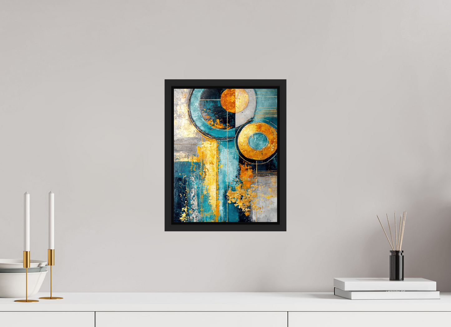 10 x 12.9″, Fine Art Print on Aluminum Dibond with Boarder Abstract Gold Paint 3