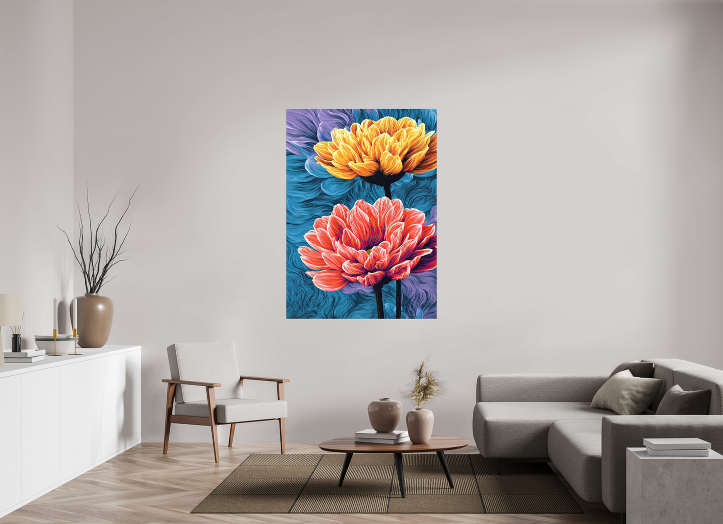 43 x 60.1″, Photo Print on Aluminum Backing Warm Flowers