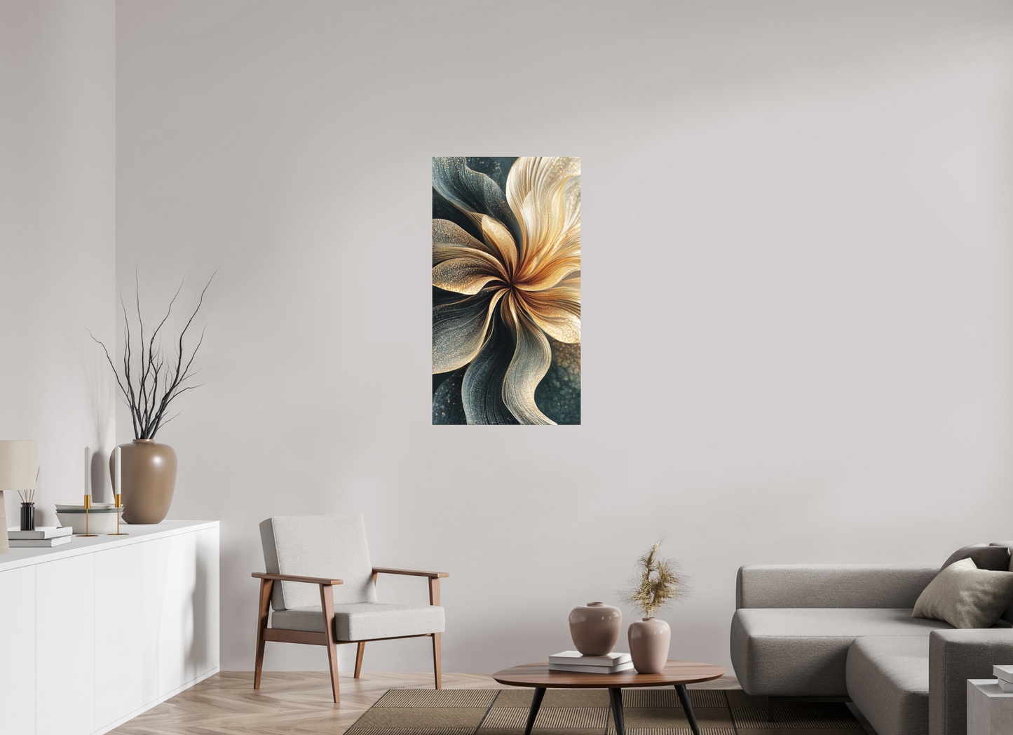 24 x 43.3″, Photo Print on Aluminum Backing Abstract Flower Swirl