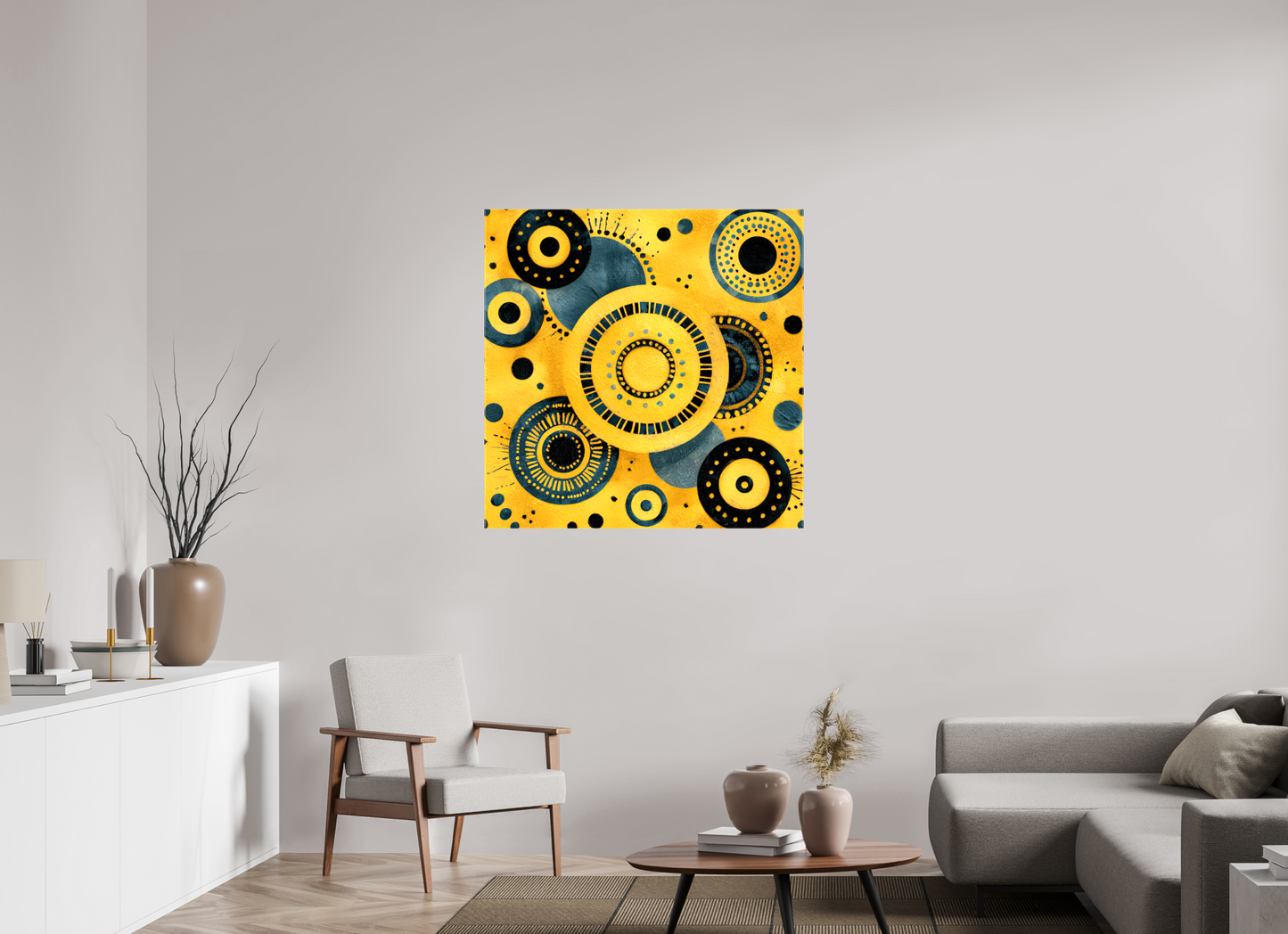 40 x 40″, Glossy Canvas Yellow & Blue