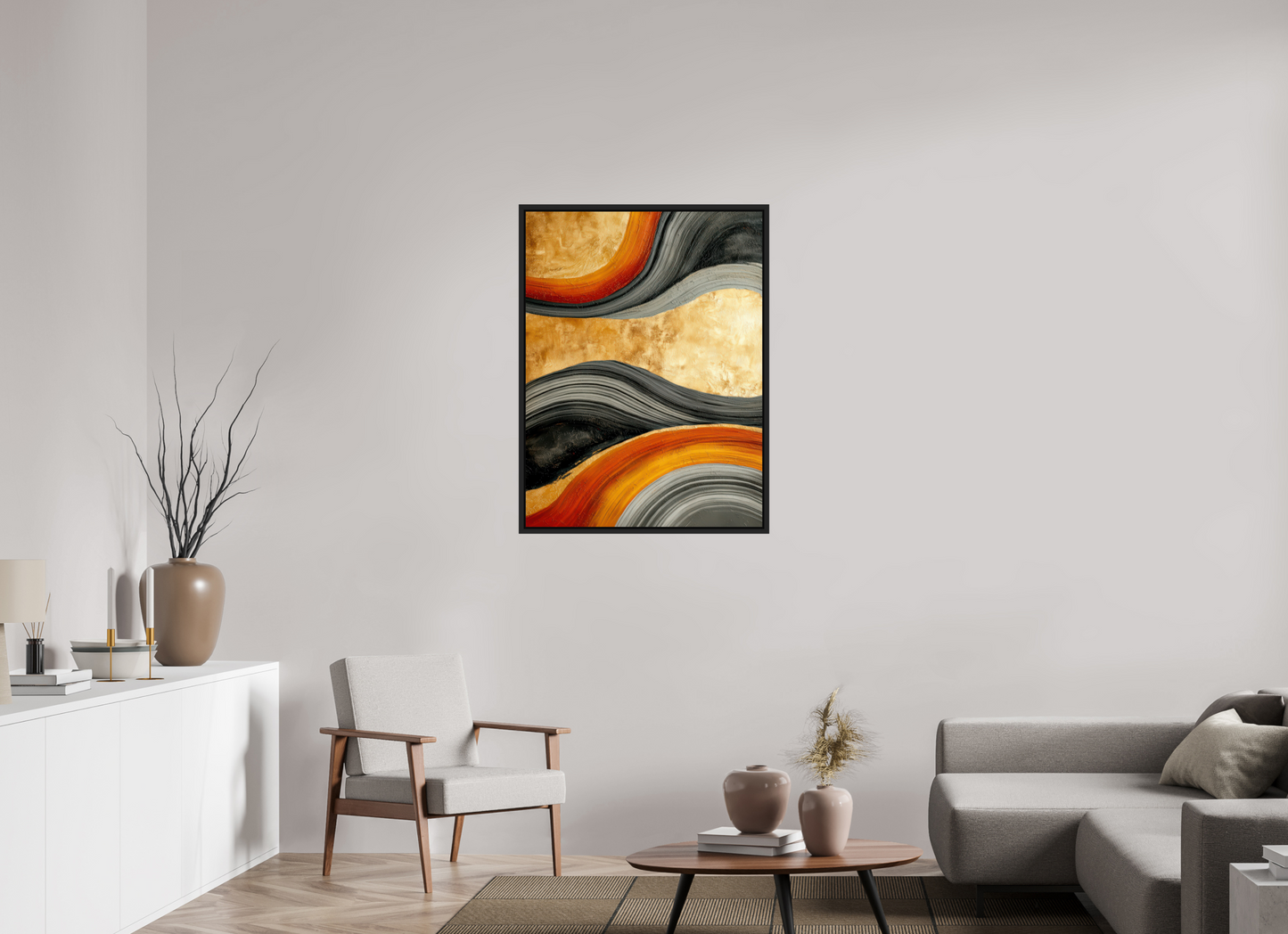30 x 40″, Fine Art Print on Aluminum Dibond with Boarder Abstract Gold Geode 3