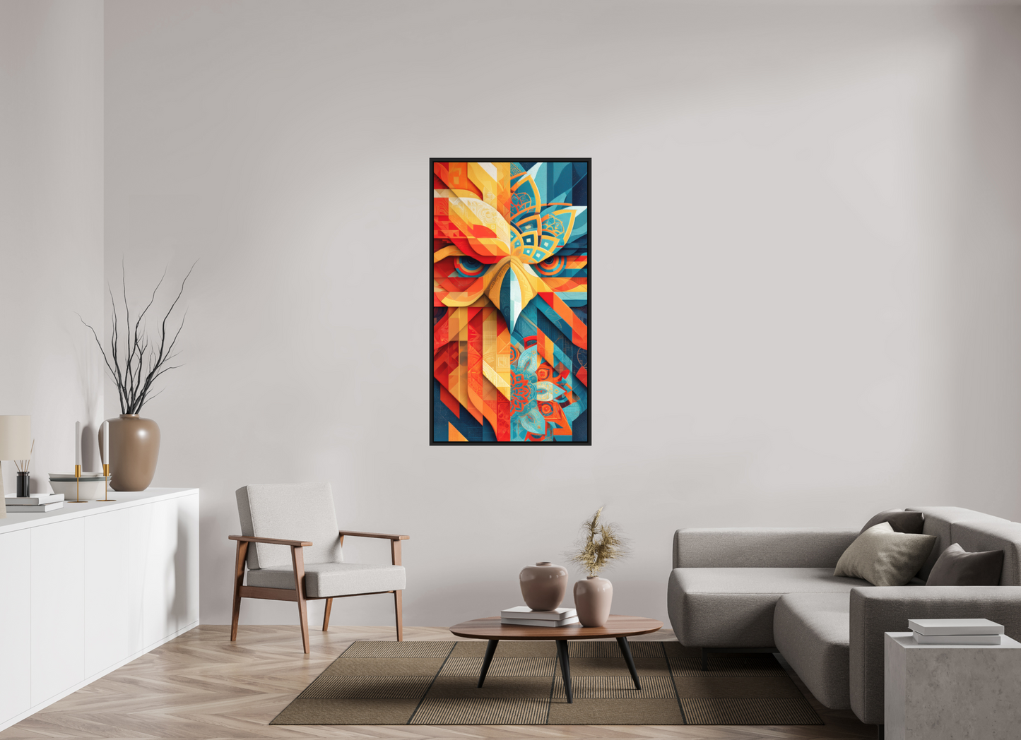 31 x 56.4″, Photo Print on Aluminum Backing with boarder Abstract Warm & Cold Eagle