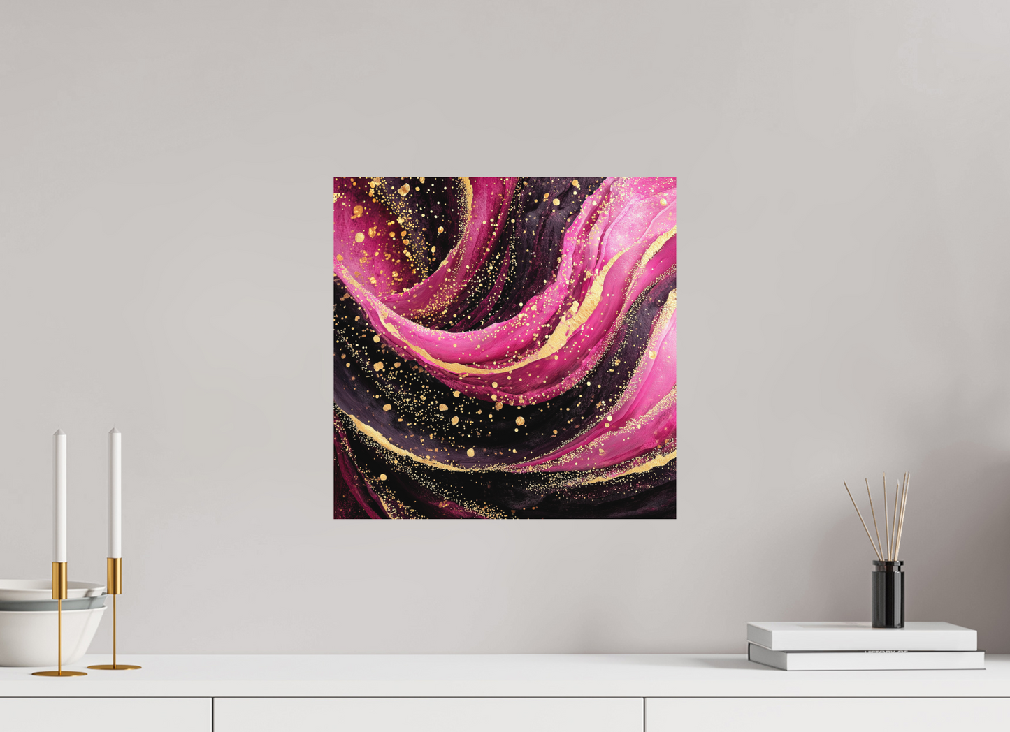 15 x 15″, Photo Print on Aluminum Backing Pink & Gold
